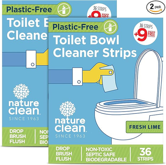 Nature Clean Non-Toxic Toilet Bowl Cleaners Strips 45 count - 2 pack, Plastic-Free Packaging, Natural Toilet Cleaner Septic Safe, Refresh Toilets & Bathroom. No Splash