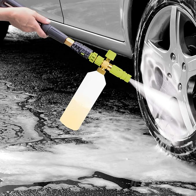 Sun Joe 34 oz Foam Cannon for SPX Series Pressure Washers with Foam Soap Spray Canno, Adjustable Knob, Quick-Connect Fitting, and 34 oz Bottle