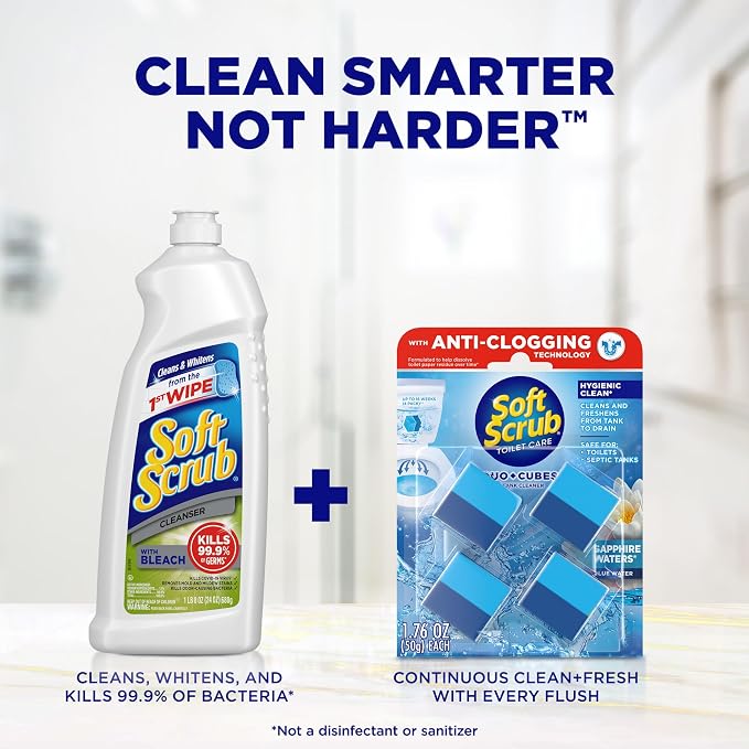 Soft Scrub In-Tank Toilet Cleaner Duo-Cubes, Sapphire Waters, 4 Count (Pack of 7)