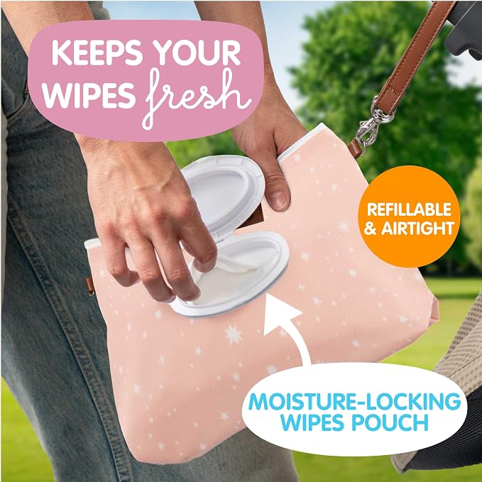 Bumco Diaper Clutch Bag - Portable Wipes Dispenser & Diaper Holder, Airtight Travel Baby Wipes Case, Wipe Dispenser Travel Baby Wipes Dispenser On the Go, Diaper Wristlet