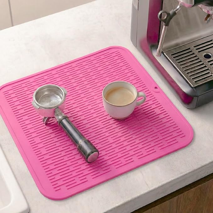 MicoYang Silicone Dish Drying Mat for Multiple Usage,Easy clean,Eco-friendly,Heat-resistant Silicone Mat for Kitchen Counter or Sink,Refrigerator or Drawer Liner Rose XL 18 inches x 16 inches