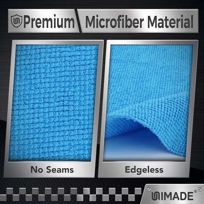 UNIMADE Microfiber Cleaning Cloth, 24 Pack Reusable Microfiber Towels for Cars Lint Free Cleaning Shop Towel Rags for Home Kitchen Automotive Bar Mechanic Restaurant Garage, 11"x 12", Blue