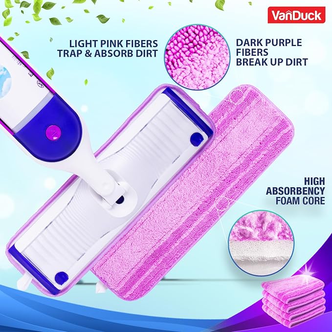 VanDuck Reusable Microfiber Mop Pads for Swiffer PowerMop, 6 Pack | Washable, heavy duty replacement refills, wet & dry use, multi-surface hardwood floor cleaning