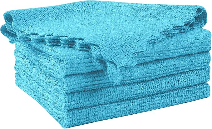 Orighty Microfiber Cleaning Cloth 5 Pack, Blue Cleaning Rags 12x11 inch | Microfiber Towels for Cars, Highly Absorbent Household Cleaning Supplies, Reusable Lint Free Cloths for House, Kitchen