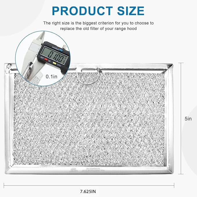 Microwave Grease Filter Replacement 7.625" x 5" for G.E Fri.gi.daire 5304464105 5304517871 WB06X10608 5304509444 Microwave Vent Filter (2-Pack) - BY AMI PARTS