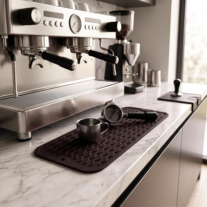 MicoYang Silicone Dish Drying Mat for Multiple Usage,Easy clean,Eco-friendly,Heat-resistant Silicone Mat for Kitchen Counter,Sink,Bar,Bottle,or Cup Coffee M 17 inches x 6 inches