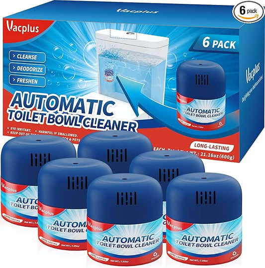 Vacplus Toilet Bowl Cleaners - 6 Pack, Automatic Long-Lasting Toilet Cleaner Bottles, Easy-to-Use & Powerful Cleaning