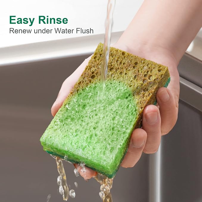 JOYMOOP Clean Sponges,Dual-Sided Non-Scratch Soft Scrub Dish Sponge, Safe for Non-Stick Cookware, Kitchen and Household Cleaning, Pack of 6 Scrubbing Sponges