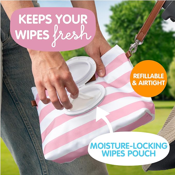 Baby Bum Brush Bumco Diaper Clutch - Portable Wipes Dispenser & Travel Essential, Airtight Refillable Wipes Container, Diaper Bag Purse