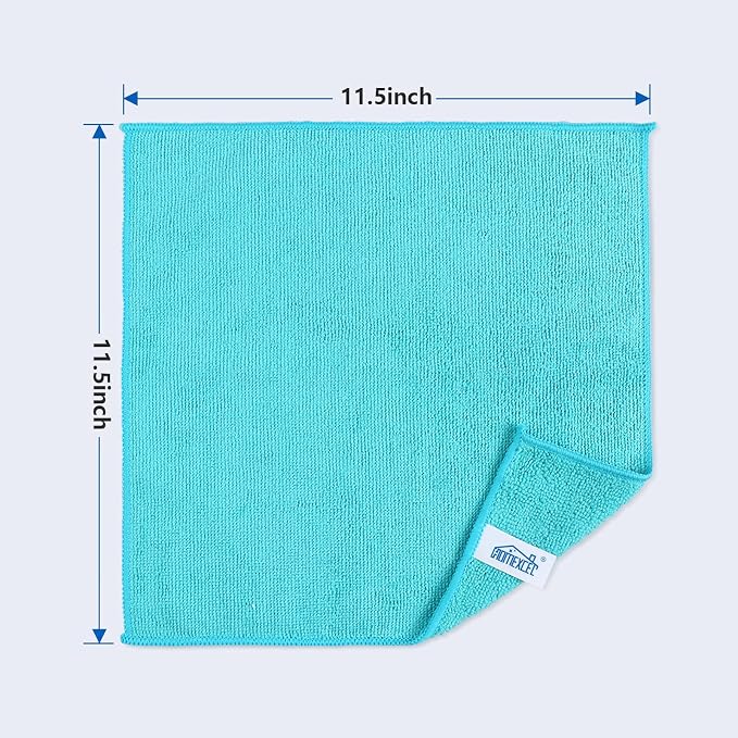 HOMEXCEL 100PK Microfiber Cleaning Cloth, Cleaning Rag for Home, 11.5x11.5 | Reusable, Lint Free, Scratch-Free and Highly Absorbent Towels for Kitchen, Window and Glass, Cars (Green/Blue/Yellow/Pink)