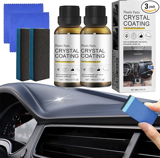 Crystal Coating for Car Plastic Parts, Black Plastic Restorer for Cars, Restaurador De PláSticos Para Auto (2 PCS)