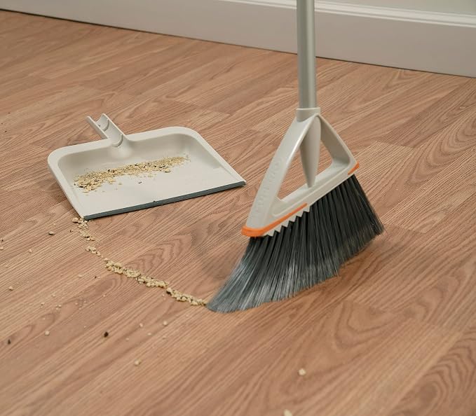 Superio Clip-On Dustpan with Rubber Lip - 10-inch Wide Durable Plastic Dust Pan with Comfort Grip Handle, White, 3-Pack
