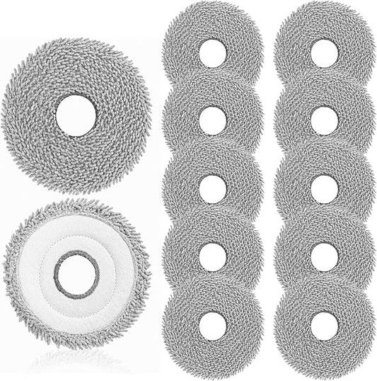 12 Pack Mop Pads for Dreame L10/L10s/L30/L30s/L40/L50/L60/X30/X40/X50/X60 | Washable Reusable High Density Microfiber Mopping Pads, Strong Absorption, Tool-Free Install, Durable Deep Cleaning Mop Cloth