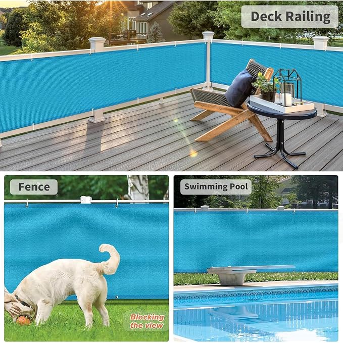 LOVE STORY 3' x 10' Balcony Privacy Screen Cover, Turquoise Blue | HDPE Fabric, 95% UV Block, Fence Cover for Patio Deck, Railing Screen for Porch, Privacy Protective, Custom Size Available