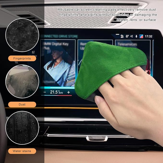 Car Screen Cleaner, Microfiber Dashboard Cleaning Wipes, Vehicle Touch Screen Pad Universal Cleaning Tool for Vehicle Dashboard Display, Car Cleaning Kits (Green & Gray)