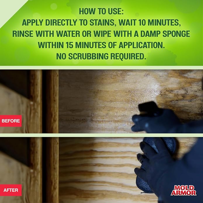 MOLD ARMOR Professional Brand Mold Kill & Control Spray, 32 oz., Hard Surface Mold and Mildew Remover, Visible Results in Minutes, Eliminates Bacteria and Viruses