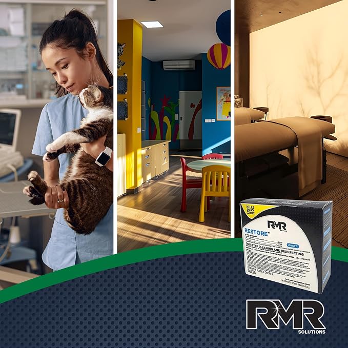 RMR Solutions RESTORE Disinfectant & Cleaner Concentrate, EPA Registered Mold Remover & Antibacterial Cleaning Solution for Kitchen, Bathroom, Floor, Home, Pet Areas, Counter, 3.34g, Makes 16 Quarts