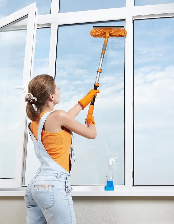 1.5-3 Window Squeegee for Home with Extension Pole | Glass Cleaner Tool for Window Cleaning // Car Squeegee for Window Cleaning // Best Tool to Clean Windows Outdoor and Indoor