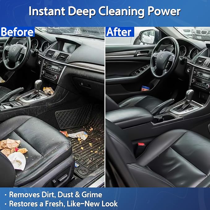 Car Interior Cleaner & Protectant, 16 Fl Oz Interior Detailer Spray – Cleans & Helps Protect Dashboard, Leather, Vinyl & Plastic, Includes Towel & Cleaning Sponge (Pack of 1)