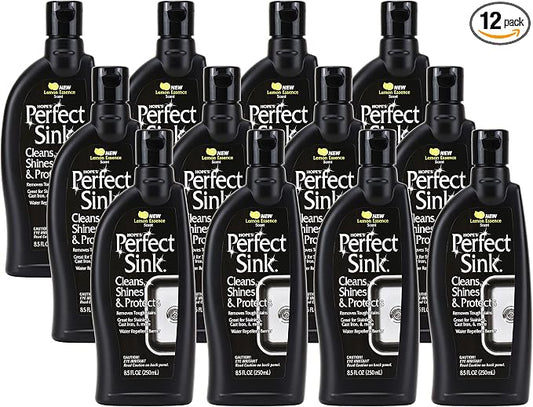 HOPE'S Perfect Sink 8.5 oz Sink Cleaner and Polish, Restorative, Water-Repellant Formula, Stain Remover, Good for Stainless Steel, Cast Iron, Porcelain, Corian, Composite, 12 Pack