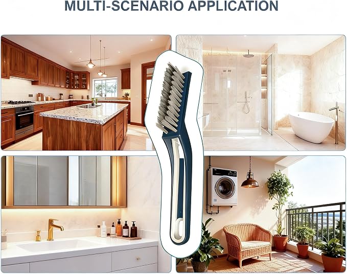 10-Piece Heavy-Duty Scrub Brushes Set with Bird Bath Scrubber and Crevice Tools for Outdoor, Kitchen, Bathroom, Tire & Wheel(Grey)