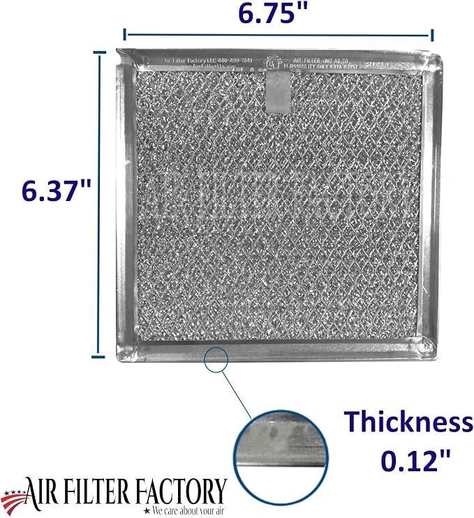 Air Filter Factory Microwave Filter 6.75" X 6.34" DE63-00666A Replacement For Samsung Over The Range Kitchen Oven Vent Grease Screen Fits AP5306190 2-Pack