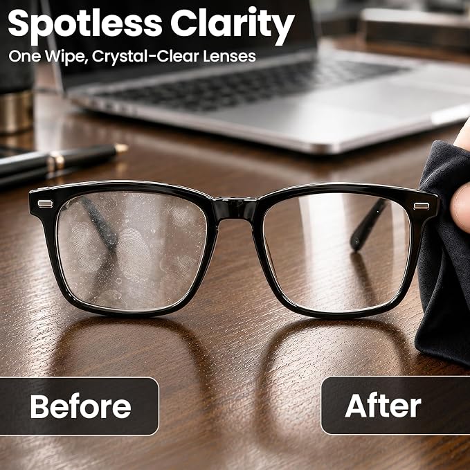 EVEO Glasses Cleaner Spray - Eyeglass Cleaner (No Streaks)| x2 Eye Glass Cleaners Spray + x2 Lens Cleaner Microfiber Cleaning Cloth, Glasses Cleaning Kit Eye Glasses Cleaner Spray & Cloth - 4oz(2ozx2)