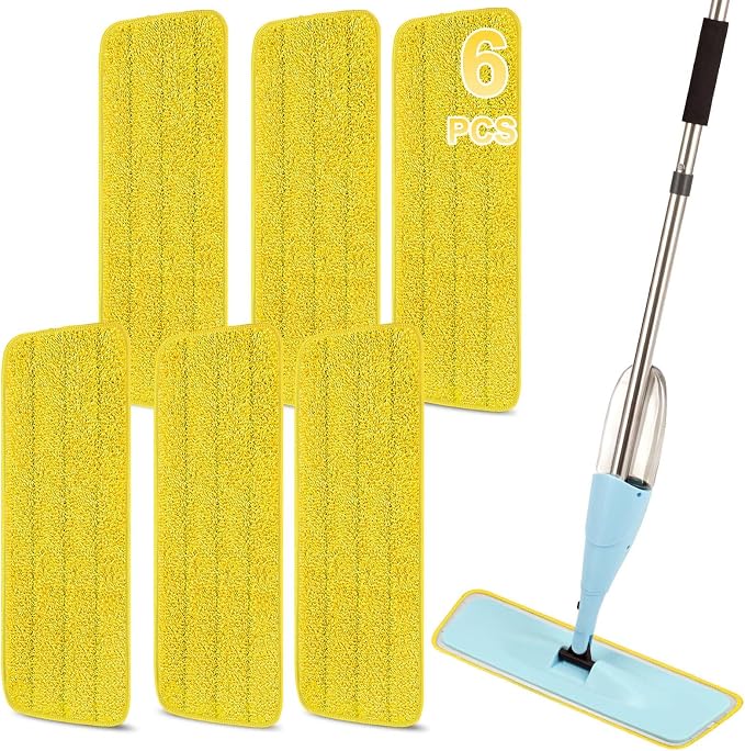 16.5 Inch Reusable Mop Pads Microfiber Spray Mop Replacement Heads for Wet/Dry Mops Compatible with Bona Floor Care System (6 Pack)