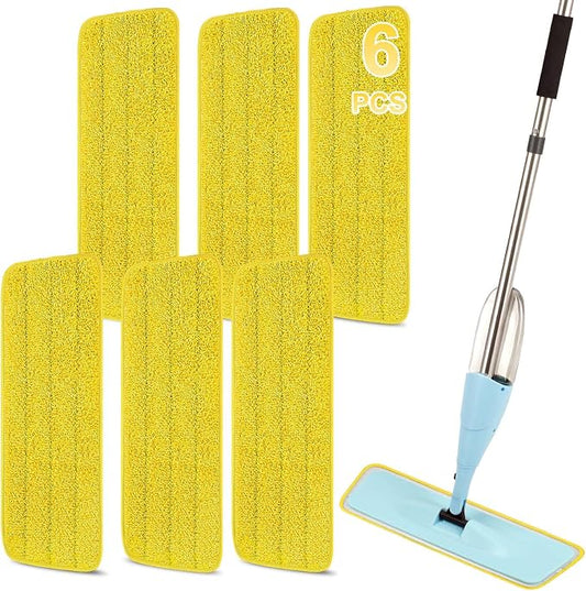 16.5 Inch Reusable Mop Pads Microfiber Spray Mop Replacement Heads for Wet/Dry Mops Compatible with Bona Floor Care System (6 Pack)
