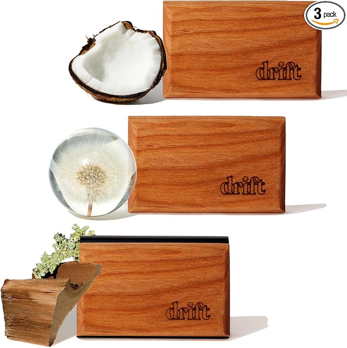 Drift Car Air Freshener - The Original Wood Air Freshener - Car Odor Eliminator - Long Lasting Scent - Metal Clip - Essential Oils - Clean Ingredients - Variety 3 Pack Refill - NO CLIP INCLUDED