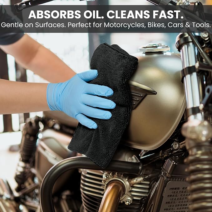 SIFANGKE Microfiber Cleaning Cloth, 12 Pack Lint-Free and Highly Absorbent Rags, Black Reusable Microfiber Towels for Car, Kitchen, Bathroom and Household Cleaning Supplies, 11.8"X11.8"