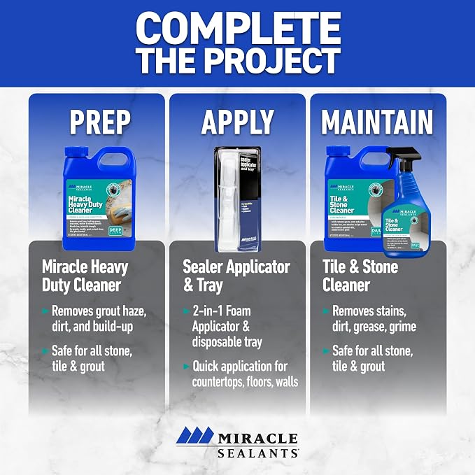 Miracle Sealants Miracle Heavy Duty Non-Acidic Cleaner, Tile & Stone Cleaner & Grout Haze Remover, Quart