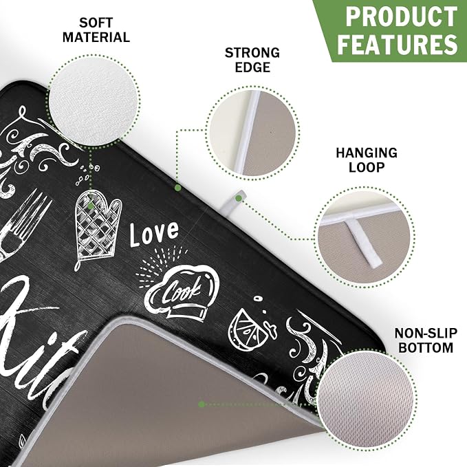 Dish Drying Mats for Kitchen Counter 16 x 18 Inch, Kitchen Drying Mat,Black Coffee Bar Dishes Pad Dish Drainer Rack Mats Absorbent Fast Dry Kitchen Accessories