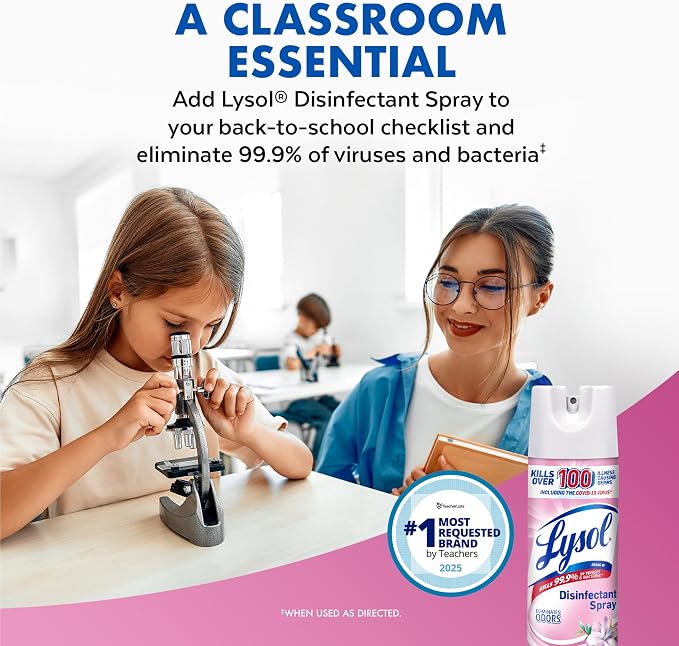 Lysol Disinfectant Spray, Household Cleaning Supplies, Disinfecting Multi-Purpose Room Spray, Antibacterial Sanitizer, Deodorizer, Kills Hantavirus, Early Morning Breeze, 19 Fl Oz (Pack of 2)