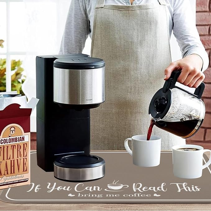 Coffee Bar Mat for Countertops 23inx15in,Absorbent Hide Stain Anti-Slip Cafe Bar Accessories Fit Under Coffee Machine Mat,dish drying mats for kitchen