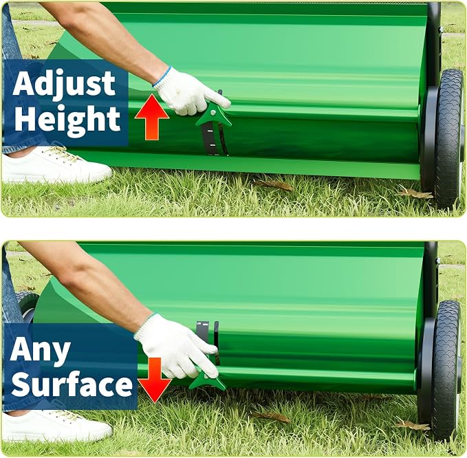 Garvee Push Lawn Sweeper,26-Inch Width Enhanced 4-Brush System with Large 7 cu. ft. Hopper Bag, Ideal for Yard and Garden Cleanup, Green | Brush Height Adjustment, All-Terrain Suitable, 7 cu.ft Hopper Bag, Durable Steel Frame, Easy Setup, Compact & Spa...
