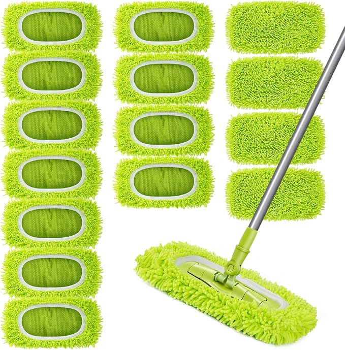 Reusable Dry Sweeping Cloths Microfiber Wet Mop Pads Compatible with Swiffer Sweeper Mop Replacement Sweeping Mopping pad Refills for Hardwood Surface Floor Cleaning (15)