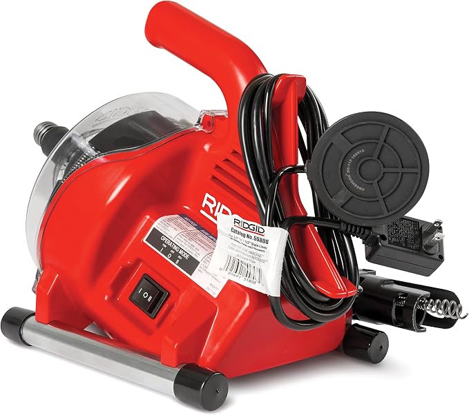 RIDGID 55808 PowerClear 120-Volt Drain Cleaning Machine Kit for Tubs, Showers, and Sinks, Drain Cleaner Machine Kit with AUTOFEED, Inner Core Cable, and Guide Hose