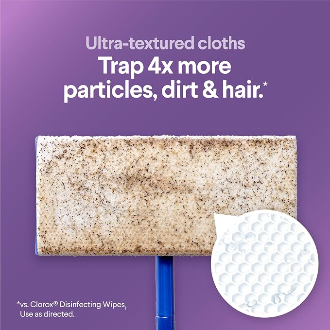 Clorox Scentiva Disinfecting Wet Mop Pad, Disposable Heads, Multi-Surface Floor Wipes, Lavender and Jasmine, 2 Packs, 24 Refills Per Pack (Package May Vary)