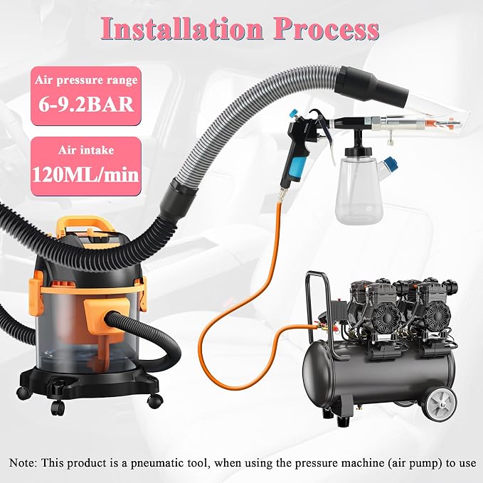 3IN1 Car Cleaning Gun Detachable Sprinkler Head for Detailing | 3IN1 Multi-Purpose Cleaning Gun Detachable Sprinkler Head for Automotive Detailing, Carpet, Upholstery, Surface Cleaning