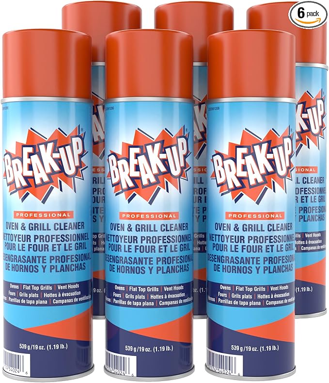 Diversey Break-Up Oven & Grill Cleaner, Aerosol Spray, 19 oz, 6 Pack | Heavy Duty Degreasing, Baked On Grease Removal, Ovens and Grills, Vent Hoods and Flat Tops