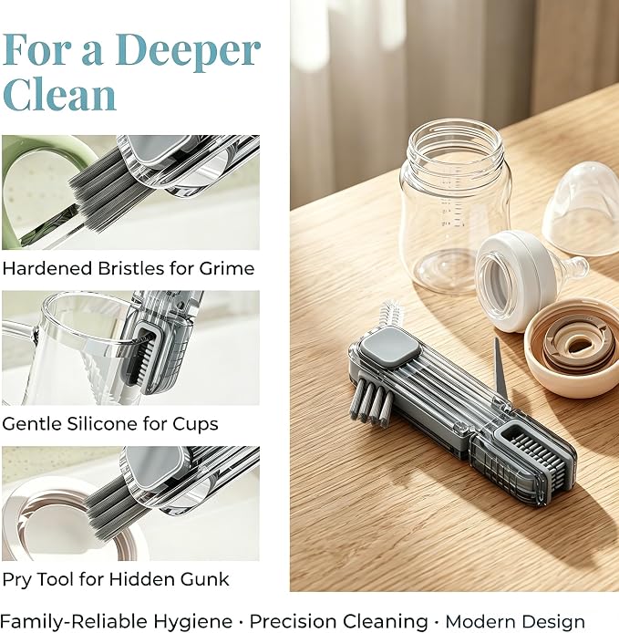 VIDONIO 4 in 1 Cup Lid Gap Cleaning Brush, Multifunctional Insulation Bottle Cleaning Tools, Mutipurpose Tiny Silicone Cup Holder Cleaner, Home Kitchen Cleaning Tools