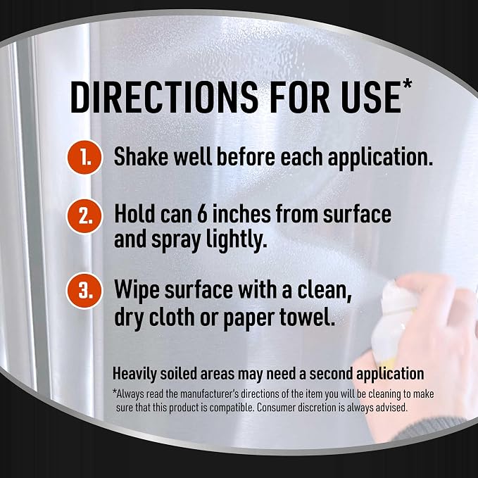 CLR Brands Spot Free Stainless Steel Cleaner - Removes Water Marks, Fingerprints and Residue from Refrigerators, Dishwashers, Ovens and More, Streak Free Shine - 12 Oz Spray Can (Pack of 1)