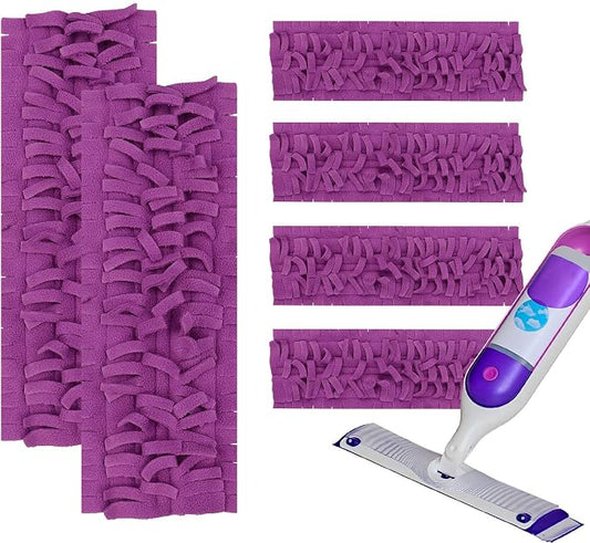 6Pack Mop Pads Refills for Swiffer Power Mop Washable & Reusable | Household Replacement Mop Pads, Multi-Surface Mop Refill Pads, Suitable for Hardwood, Tile, Floor Cleaning(Purple)