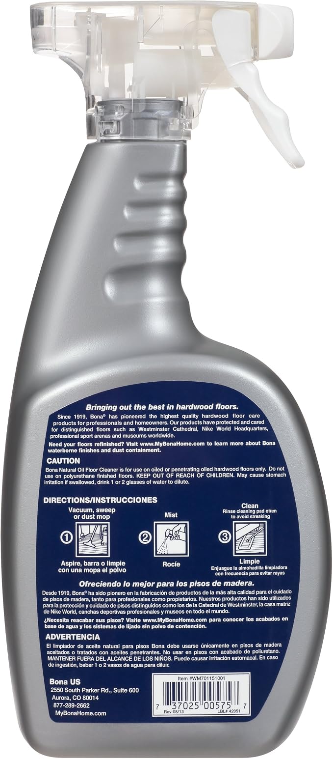 Bona Professional Series Natural Oil Hardwood Floor Cleaner Spray, 32 Fl Oz