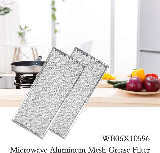 WB06X10596 Microwave Grease Filter for GE Oven Range Hoods, Countertop Microwave Filter Replacement, Aluminum Mesh, 13.5 inches x 6 inches Replaces Part # PS952418, Pvm1870sm3ss, 2 Pack