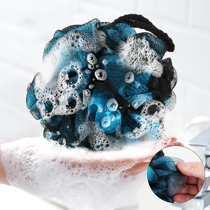 Chuya 60g Bath Loofahs Sponges,Shower Sponge Loofah Body Scrubber Balls for Family Washing 4 Pack
