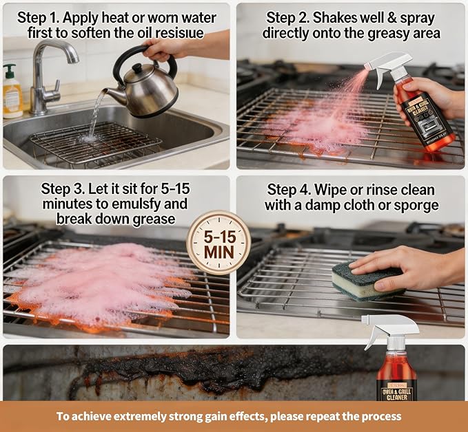 2-Pack Oven Cleaner Heavy Duty – Foam Spray for Kitchen Grease, Stovetop, Grill, Cookware, Countertop, Baked-On Food, Multi-Surface Degreaser (100ml)