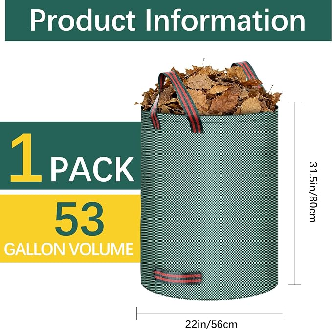 53 Gallon leaf bags yard waste bags lawn bags,It can be used to Cleaning fallen leaves, weeds, and yard trash, store outdoor toys and camping supplies, or for moving