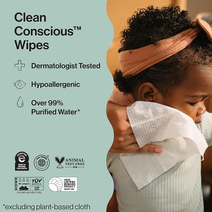 The Honest Company Hypoallergenic Multi-Use Baby Wipes for Sensitive Skin, Geo Mood, 60 Count (Pack of 12)